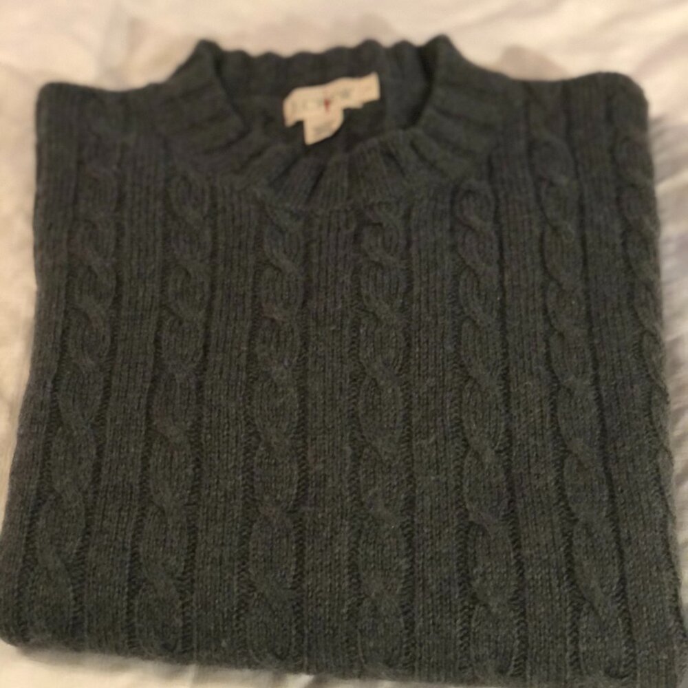 J.Crew Wool Cable Sweater – Men’s Large / Oversized Fit– Dark Green Heather